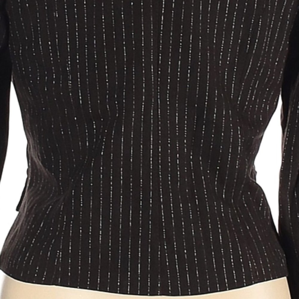NWT Tres Jolie Made in Italy Brown w/Silver Pinstripe Blazer Size XL - Picture 4 of 6